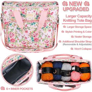 Coopay Large Crochet Bag for Yarn and Knitting Supplies