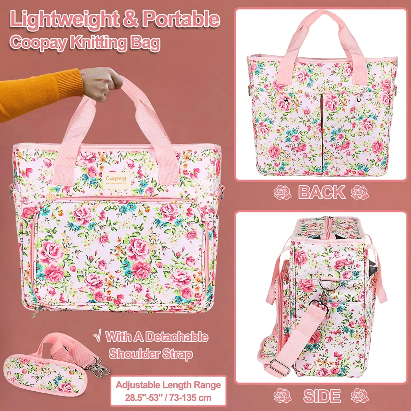 Coopay Large Crochet Bag for Yarn and Knitting Supplies