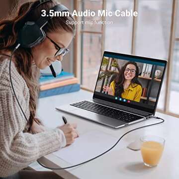 UGREEN 3.5mm Audio Cable Braided 4-Pole Hi-Fi Stereo TRRS Jack Shielded Male to Male AUX Cord Compatible with iPad, Samsung Phones, Tablets, Car Home Stereos, Headphones, Speaker, 3FT