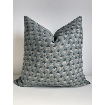 Generic Canyon Theory Organic Linen 20x20 Hand Block Print Pillow Cover for Home Decor