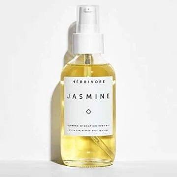 HERBIVORE Jasmine Body Oil – Moisturizing Body Oil for Glowing Skin, Packed with Nourishing Vitamins for Dry Skin, Jazmine Scented, Plant-based, Vegan, Cruelty-free, 4 oz