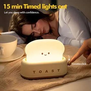 QANYI Cute Toast LED Table Lamp for Kids and Adults