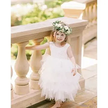 Topmaker A-line Lace Back Flower Girl Dress - Elegant Style