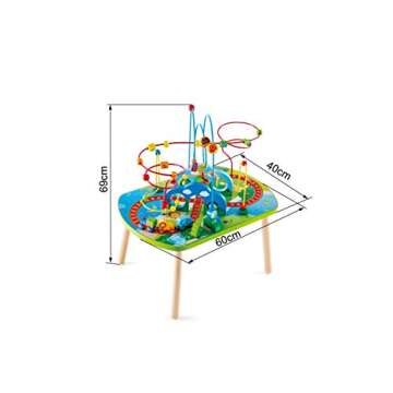 Hape Jungle Adventure Railway Table | Kids Bead Maze Puzzle Table with Accessories, African Scene Graphics, Child Sized Table for Individual and Group Play