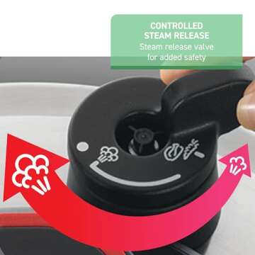 T-fal Clipso Stainless Steel Pressure Cooker 8 Quart, Induction Compatible, Secure locking System, One Hand System, Fast Cooking, Recipe Book Included, Cookware, Pots and Pans, Dishwasher Safe, Silver