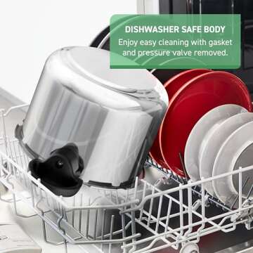 T-fal Clipso Stainless Steel Pressure Cooker 8 Quart, Induction Compatible, Secure locking System, One Hand System, Fast Cooking, Recipe Book Included, Cookware, Pots and Pans, Dishwasher Safe, Silver