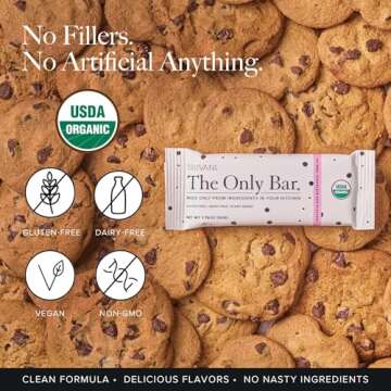 Truvani Plant Based Snack Bars | Oatmeal Chocolate Chip 12 Pack | 6g Protein | USDA Organic and Vegan | The Only Bar | Dairy, Soy, and Gluten Free | Individually Wrapped