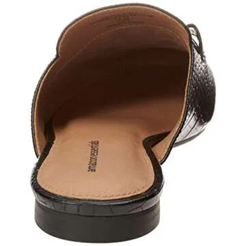 Women's Stylish Comfort Buckle Mule in Black Crocodile