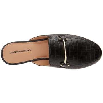 Women's Stylish Comfort Buckle Mule in Black Crocodile