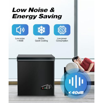 rosmena Deep Freezer 3.5 Cu.Ft, Chest Freezer with Removable Basket, Small Freezer with 6 Levels Adjustable Temperature, Quiet Mini Freezer for Home/Kitchen/Office/Garage/Bar (Black)