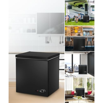 rosmena Deep Freezer 3.5 Cu.Ft, Chest Freezer with Removable Basket, Small Freezer with 6 Levels Adjustable Temperature, Quiet Mini Freezer for Home/Kitchen/Office/Garage/Bar (Black)