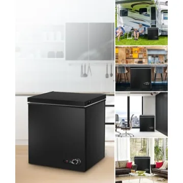 rosmena Deep Freezer 3.5 Cu.Ft, Chest Freezer with Removable Basket, Small Freezer with 6 Levels Adjustable Temperature, Quiet Mini Freezer for Home/Kitchen/Office/Garage/Bar (Black)