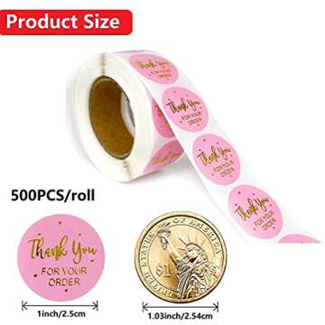 3 rolls1500PCS Thank You for Supporting My Small Business Sticker Labels,Thank You Stickers Roll,1"Thank You Stickers Labels for Envelopes,Bubble Mailers and Gift Bags Packaging