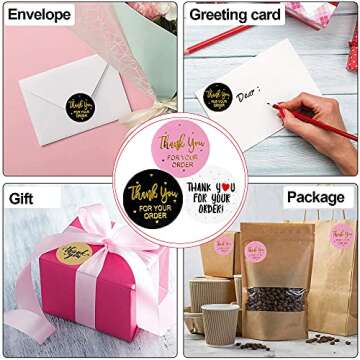 3 rolls1500PCS Thank You for Supporting My Small Business Sticker Labels,Thank You Stickers Roll,1"Thank You Stickers Labels for Envelopes,Bubble Mailers and Gift Bags Packaging