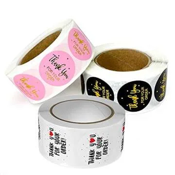 3 rolls1500PCS Thank You for Supporting My Small Business Sticker Labels,Thank You Stickers Roll,1"Thank You Stickers Labels for Envelopes,Bubble Mailers and Gift Bags Packaging