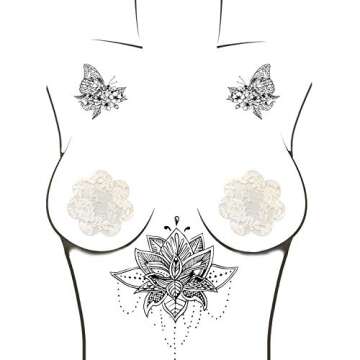 Neva Nude Off White Lace Petal Nipztix Pasties Nipple Covers for Festivals, Raves, Parties, Lingerie and More, Medical Grade Adhesive, Waterproof and Sweatproof, Made in USA