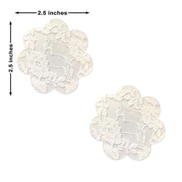 Neva Nude Off White Lace Petal Nipztix Pasties Nipple Covers for Festivals, Raves, Parties, Lingerie and More, Medical Grade Adhesive, Waterproof and Sweatproof, Made in USA
