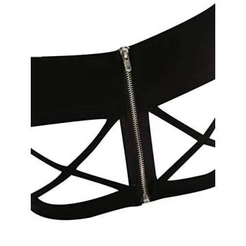 SheIn Women's Sexy Straps Sleeveless Cutout Criss Cross Zipper Crop Cami Tank Top Black Small