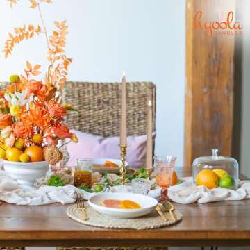 Hyoola 12 Pack Tall Taper Candles - 12 Inch Sahara Beige Dripless, Unscented Dinner Candle - Paraffin Wax with Cotton Wicks - 10 Hour Burn Time