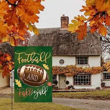 AVOIN colorlife Fall Garden Flag 12x18 Inch Football And Fall Y'all Double Sided Outside, Autumn Seasonal Rustic Yard Outdoor Decorative Flag