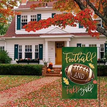 AVOIN colorlife Fall Garden Flag 12x18 Inch Football And Fall Y'all Double Sided Outside, Autumn Seasonal Rustic Yard Outdoor Decorative Flag