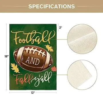 AVOIN colorlife Fall Garden Flag 12x18 Inch Football And Fall Y'all Double Sided Outside, Autumn Seasonal Rustic Yard Outdoor Decorative Flag