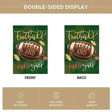 AVOIN colorlife Fall Garden Flag 12x18 Inch Football And Fall Y'all Double Sided Outside, Autumn Seasonal Rustic Yard Outdoor Decorative Flag