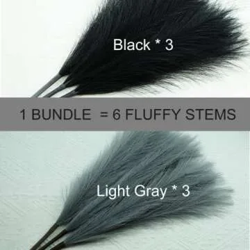 SIMPLECOOL Faux Pampas Grass Decor. 6 Stems 17” Short Artificial Pampas Grass. Room Decor Aesthetic. Boho Decor for Home Living Room, Pompas Floral for Wedding Christmas.