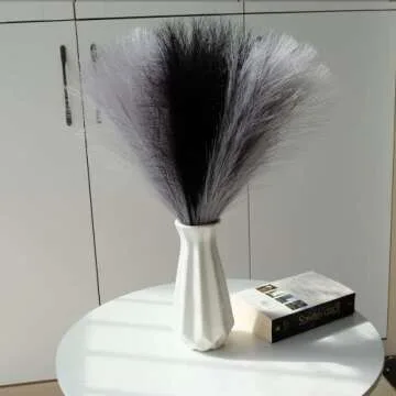 SIMPLECOOL Faux Pampas Grass Decor. 6 Stems 17” Short Artificial Pampas Grass. Room Decor Aesthetic. Boho Decor for Home Living Room, Pompas Floral for Wedding Christmas.