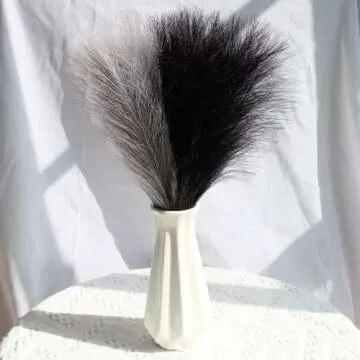 SIMPLECOOL Faux Pampas Grass Decor. 6 Stems 17” Short Artificial Pampas Grass. Room Decor Aesthetic. Boho Decor for Home Living Room, Pompas Floral for Wedding Christmas.