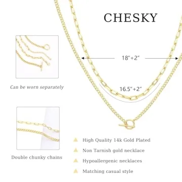CHESKY Gold Layered Necklaces - 14K Trendy Jewelry