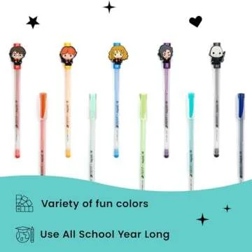 Yoobi x Harry Potter Gel Pens, Pen Set for Adults and Kids, Valentines Gifts for Kids, Colored, Cute, Fun, Smooth Writing, 1.0mm Point, Comfortable Grip Color Pens, Harry Potter Accessories