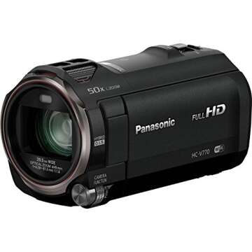 Panasonic Full HD Video Camera Camcorder HC-V770, 20X Optical Zoom, 1/2.3-Inch BSI Sensor, HDR Capture, Wi-Fi Smartphone Multi Scene Video Recording (Black)