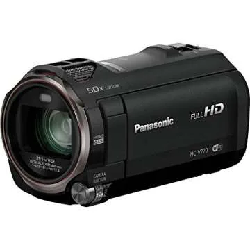Panasonic Full HD Video Camera Camcorder HC-V770, 20X Optical Zoom, 1/2.3-Inch BSI Sensor, HDR Capture, Wi-Fi Smartphone Multi Scene Video Recording (Black)