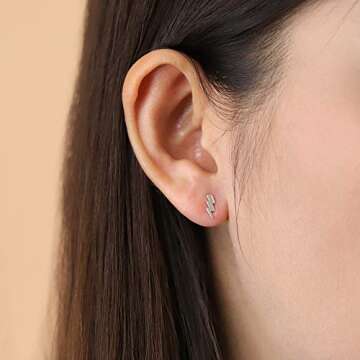 Boma Sterling Silver Lightning Bolt Stud Earrings