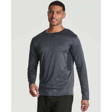 Real Essentials 4 Pack Mens Long Sleeve Shirts T-Shirt Fishing Athletic Workout Hiking UV UPF SPF Su...