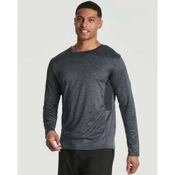 Real Essentials 4 Pack Mens Long Sleeve Shirts T-Shirt Fishing Athletic Workout Hiking UV UPF SPF Su...