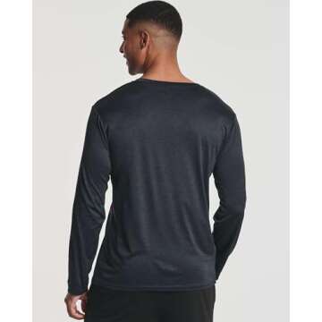 Real Essentials 4 Pack Mens Long Sleeve Shirts T-Shirt Fishing Athletic Workout Hiking UV UPF SPF Sun Protection Work Quick Dry Dri Fit Gym Tee Shirt Active Running Sport Tops Camisas Construction