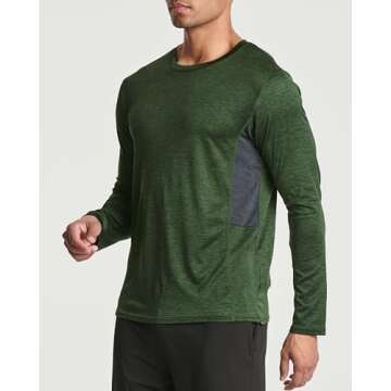 Real Essentials 4 Pack Mens Long Sleeve Shirts T-Shirt Fishing Athletic Workout Hiking UV UPF SPF Sun Protection Work Quick Dry Dri Fit Gym Tee Shirt Active Running Sport Tops Camisas Construction