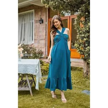 Floral Print Halter Neck Maxi Dress for Women