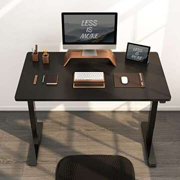 FLEXISPOT Standing Desk Height Adjustable Desk Electric Sit Stand Desk 48 x 24 Inches Home Office Desks with Whole Piece Desk Board (Black Frame + Black Top)