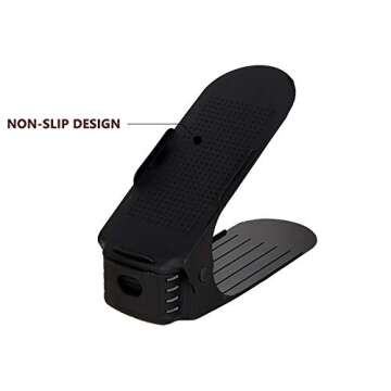 PENGKE Shoe Slots Space Saver for Closet Organization,Adjustable Shoe Stacker Space Saver for Double Deck Shoe Rack Holder,Black Pack of 10