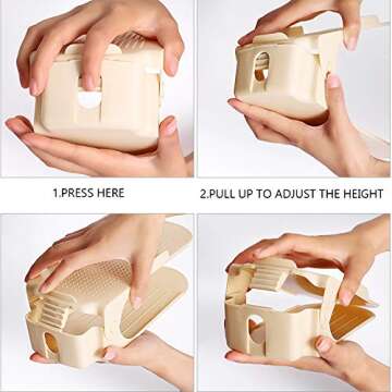 PENGKE Shoe Slots Space Saver for Closet Organization,Adjustable Shoe Stacker Space Saver for Double Deck Shoe Rack Holder,Black Pack of 10