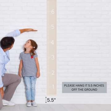 Morxy Canvas Growth Chart for Kids - Unisex Kids Room Wall Decor - Measuring Height Chart- Wall Tape with Height Chart for Kids (Plain Beige)