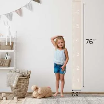Morxy Canvas Growth Chart for Kids - Unisex Kids Room Wall Decor - Measuring Height Chart- Wall Tape with Height Chart for Kids (Plain Beige)
