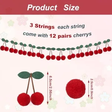 Jexine Cherry Garland 6.6Ft Party Decoration - Vibrant DIY
