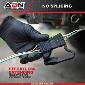 ABN Trailer Wire Extension, 8ft, 4-Way 4-Pin Plug Flat 20 Gauge – Hitch Light Trailer Wiring Harness Extender