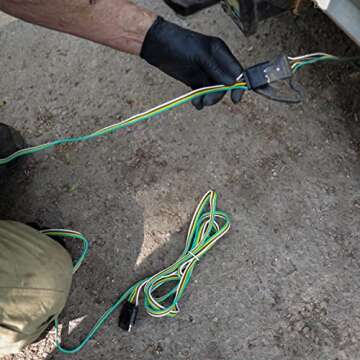 ABN Trailer Wire Extension, 8ft, 4-Way 4-Pin Plug Flat 20 Gauge – Hitch Light Trailer Wiring Harness Extender