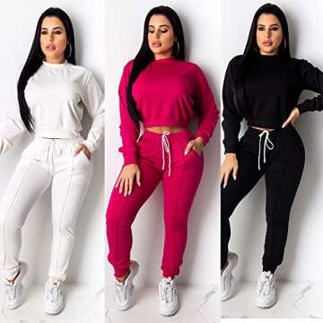 OLUOLIN Womens 2 Piece Outfits Sweatsuits Long Sleeve Pullover Sweatshirt Skinny Long Pants Tracksuit Set