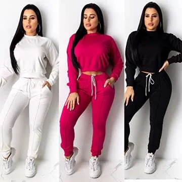 OLUOLIN Womens 2 Piece Outfits Sweatsuits Long Sleeve Pullover Sweatshirt Skinny Long Pants Tracksuit Set